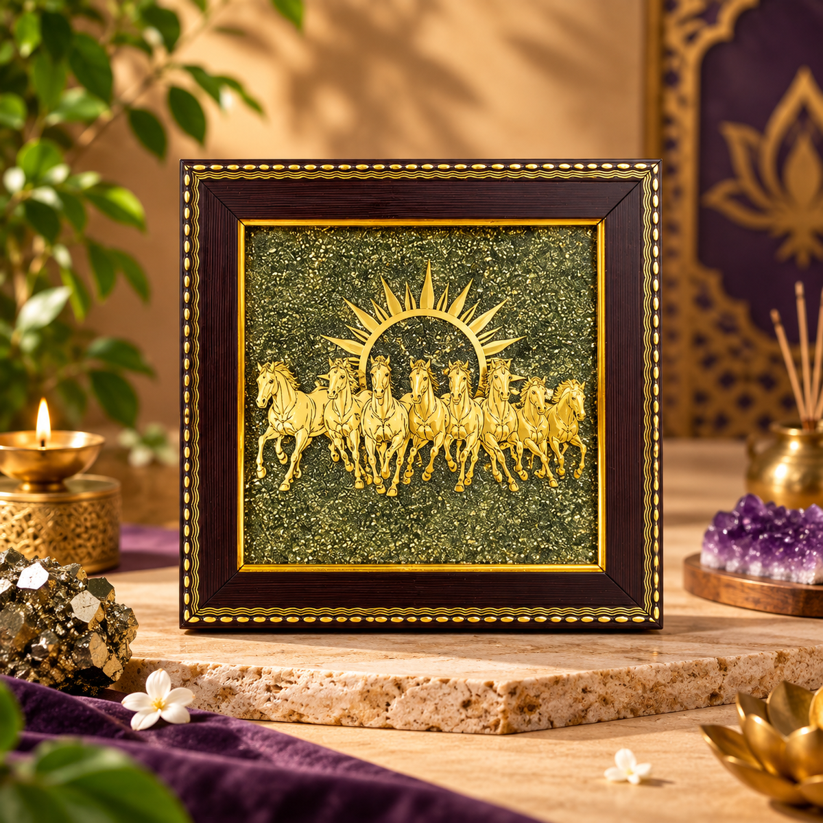 7 Horses Raw Pyrite Frame